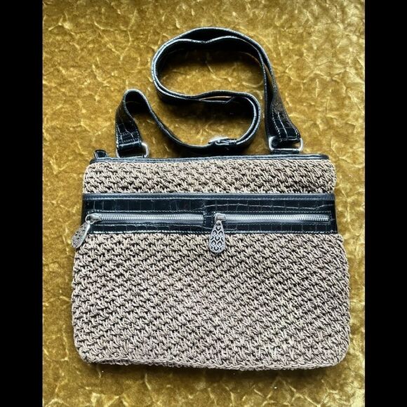 Brighton Leather & Weave Bag 12 width 10 Height 2 Depth - Picture 1 of 7